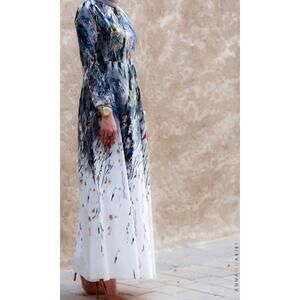 Annah Hariri White Navy Embellished Mango Modest Dress Formal Dress NWT Size 10